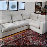 F01. Crate and Barrel ultrasuede sectional. 31”h x 78”w x 113”w x 43”d - $850 